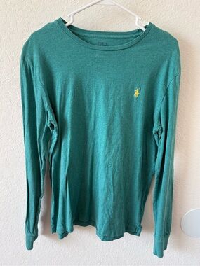 Polo by Ralph Lauren Long-Sleeve Tee in Teal with Yellow Pony Embroidery